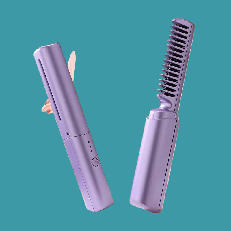 Meneflix Portable Mini Hair Straightener Cordless Rechargeable Mini Adjustable Hair Straightener Hot Comb